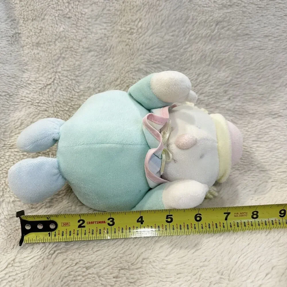 Eden Pastel Clown Plush Chim Rattle Lovey Yellow Bow Hat Baby Toy Stuffed